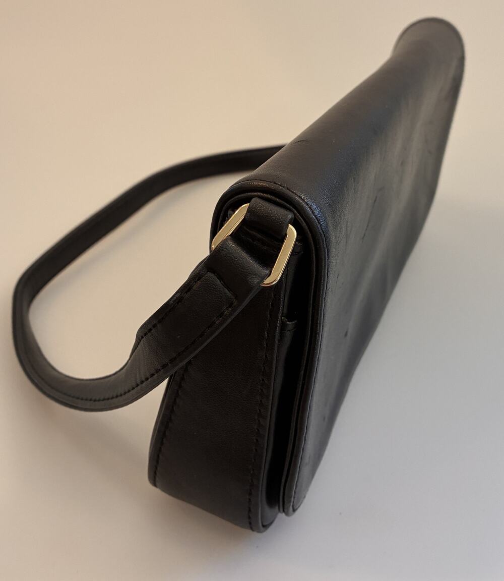 Vintage Giani Bernini Black Leather Baguette Shoulder Bag Y2K Minimalist 90s